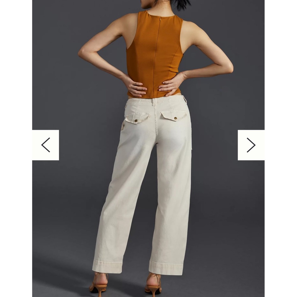 Wide Leg Cargo Pants Utility Pockets Neutral‎ Trousers - Picture 4 of 5